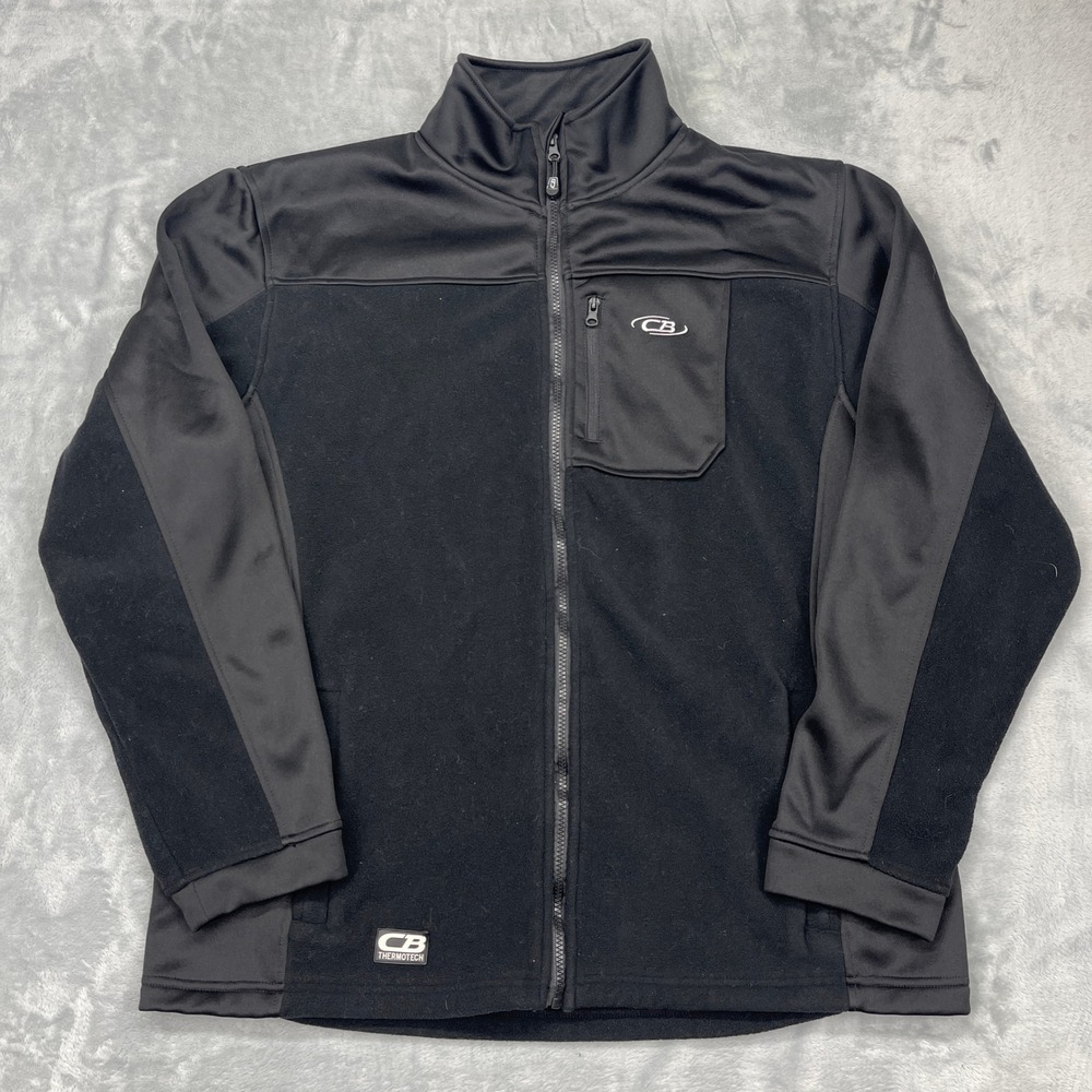 CB Sport Fleece Jacket Mens Size XL Black Thermotech Mock Neck Full Zip‎ Outdoor